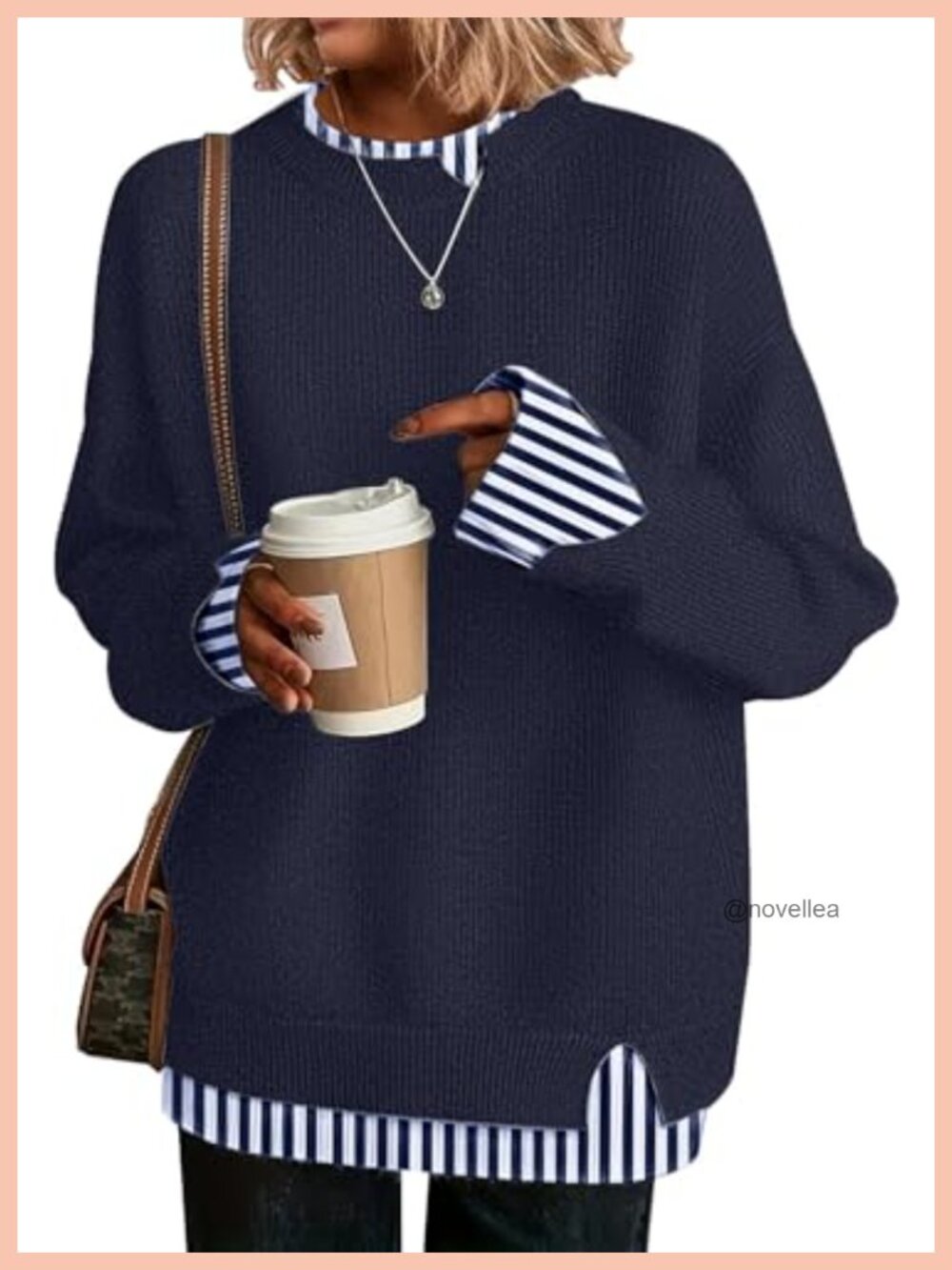 Womens Oversized Viscose Blend Pullover Sweater Crew Neck Long Sleeve